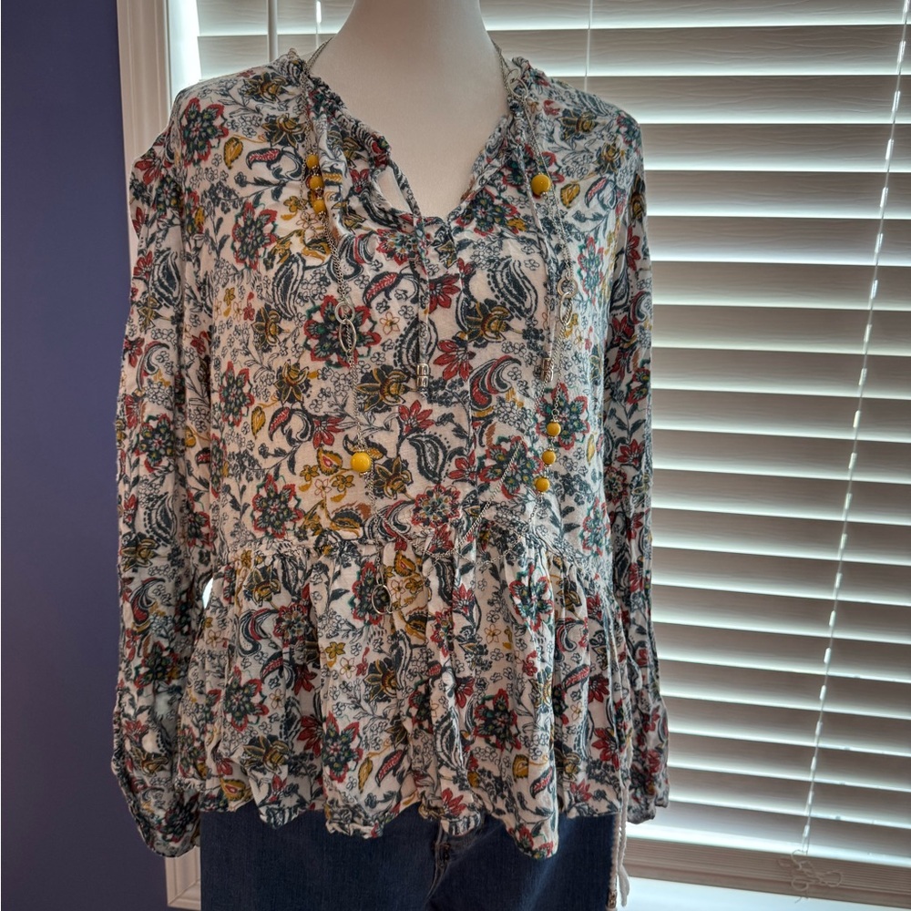 Time and Tru Multicolor Floral Blouse